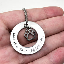 Dog Paw Necklace - Hand Stamped with Love is a Four Legged Word