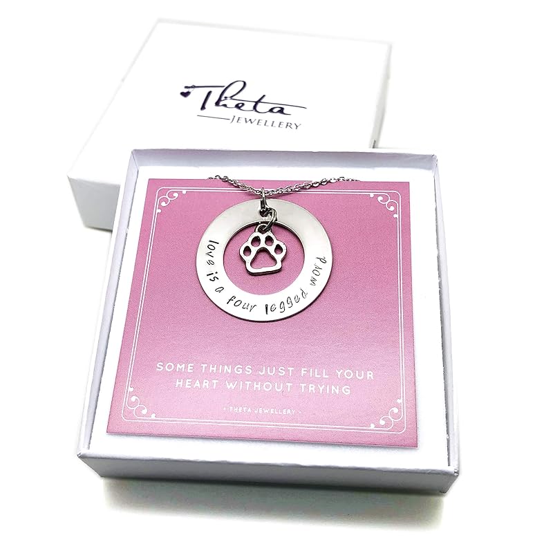 Dog Paw Necklace - Hand Stamped with Love is a Four Legged Word