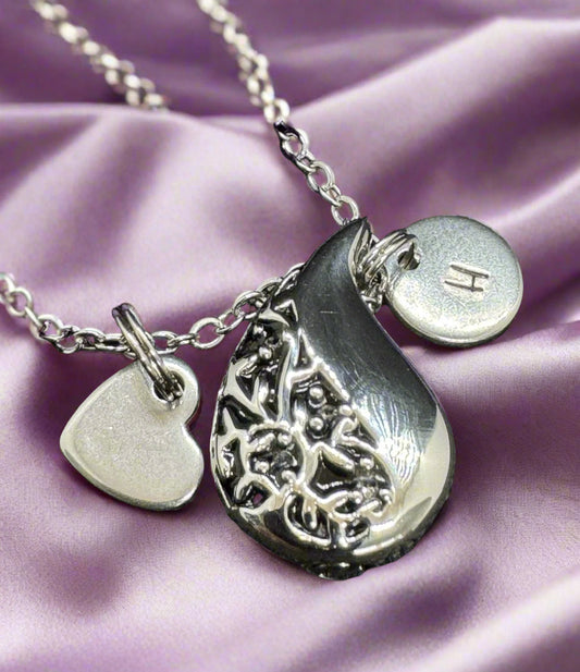 Bereavement Gift - Hand Stamped Memorial Charm - Personalised Cremation Necklace