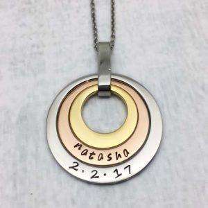 Personalised Three Ring Necklace
