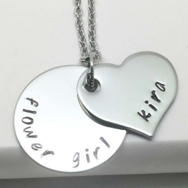 Personalised Flower Girl Heart Necklace