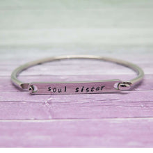 Personalised bangle hand stamped with 'soul sister'