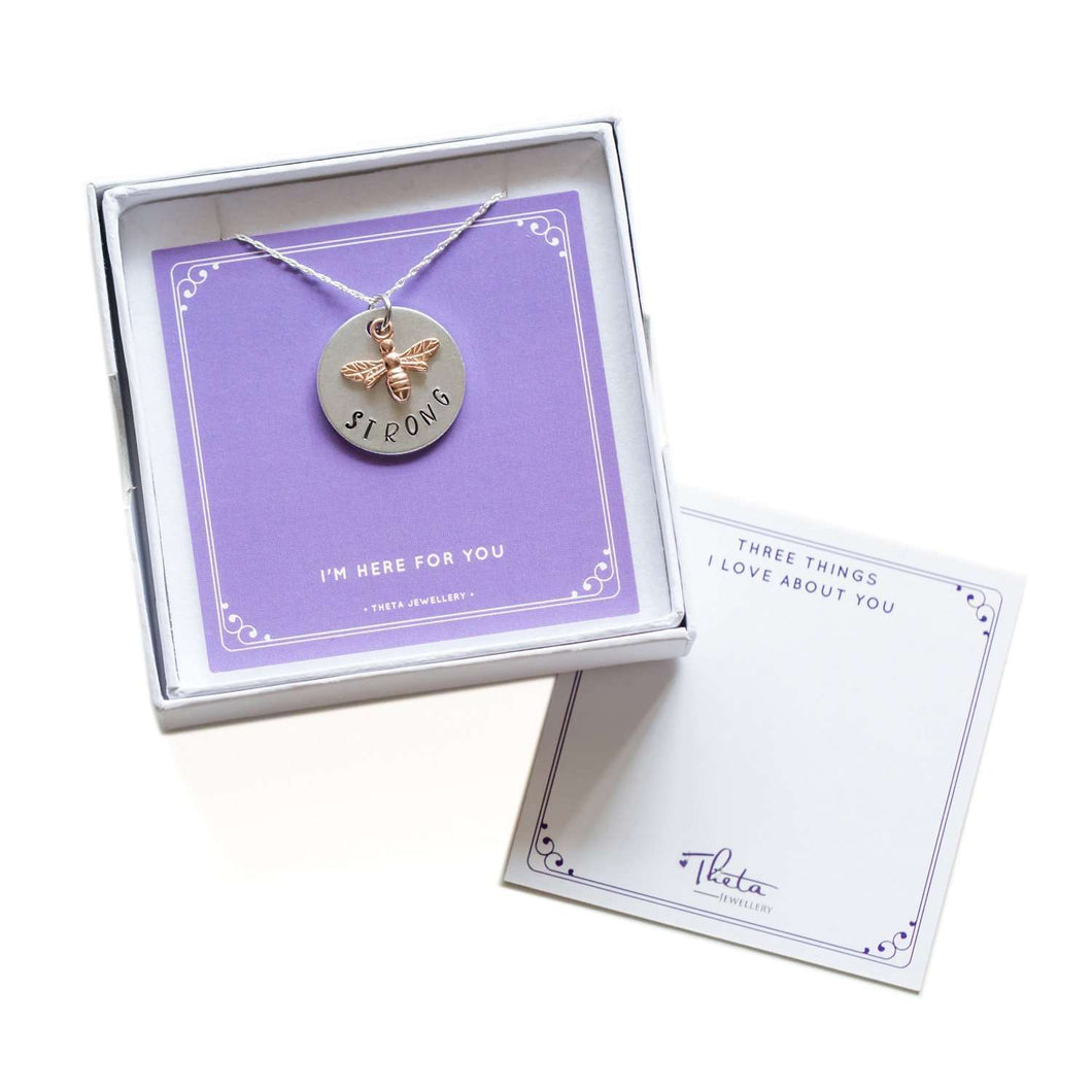 theta_jewellery_Bee Strong Necklace - Gift Idea to Cheer Up a Friend