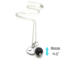 theta_jewellery_Black Lava Stone Essential Oil Diffuser Necklace with heart charm
