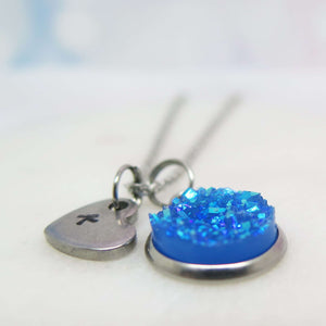 theta_jewellery_Blue Druzy Necklace
