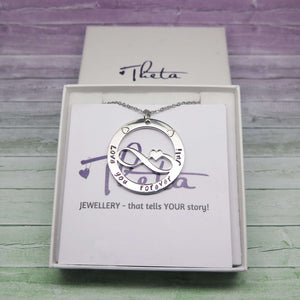 Personalised Infinity Necklace in a gift box