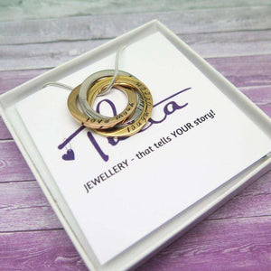Personalised Three Ring Russian Necklace in a gift box