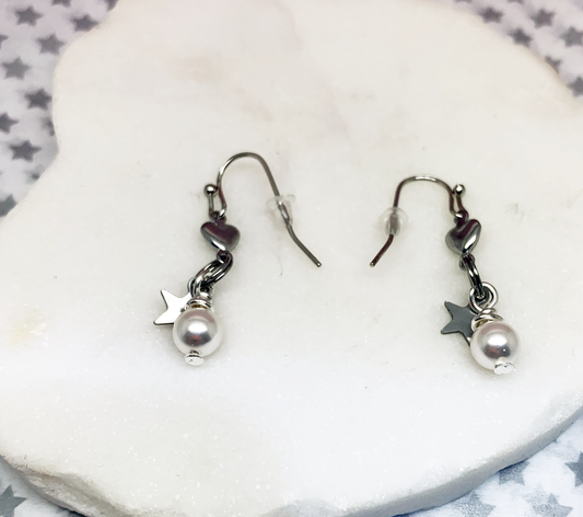 Pearl Star Drop Earrings