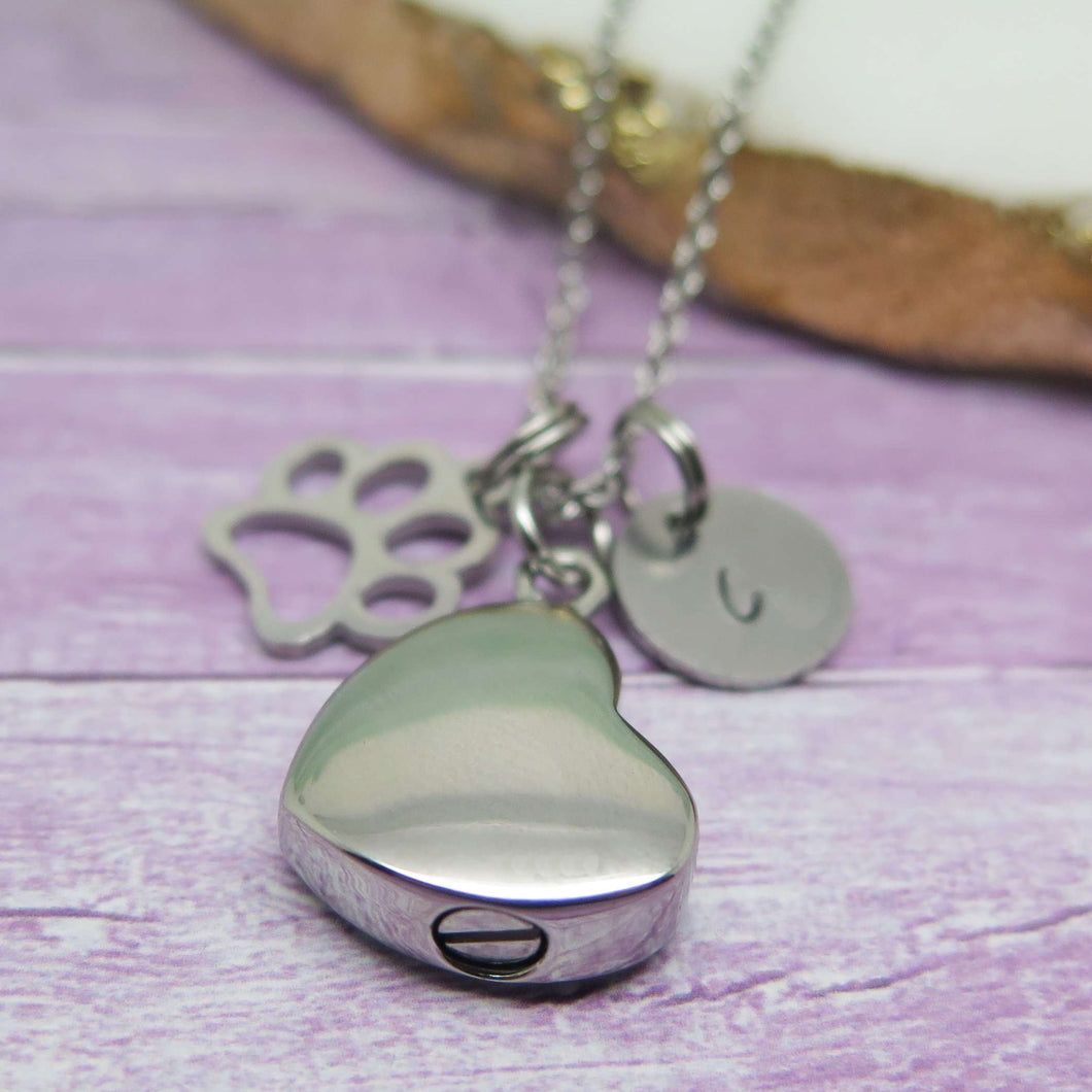 Pet Cat Dog Paw Heart Cremation Urn Pendant Ashes Necklace Funeral Memorial  UK | eBay
