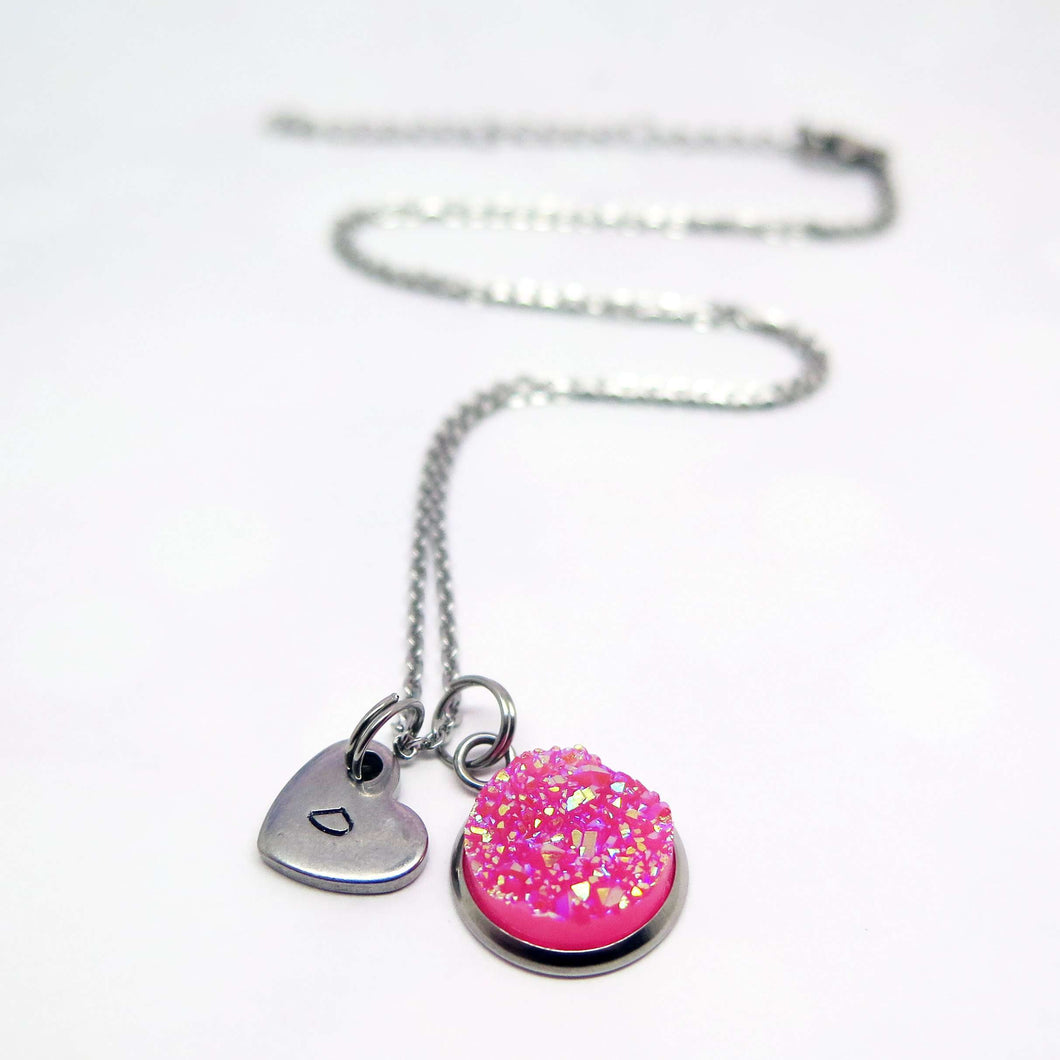 theta_jewellery_Pink Druzy Necklace