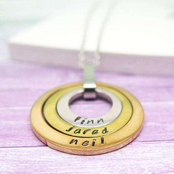 Personalised Three Ring Necklace