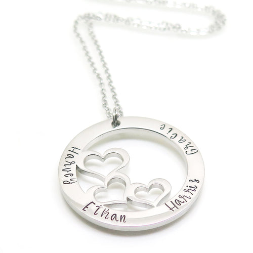 theta_jewellery_Trio Necklace - Personalised Three Heart Pendant