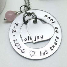 Bridal Necklace with Wedding Date stamped on the circle