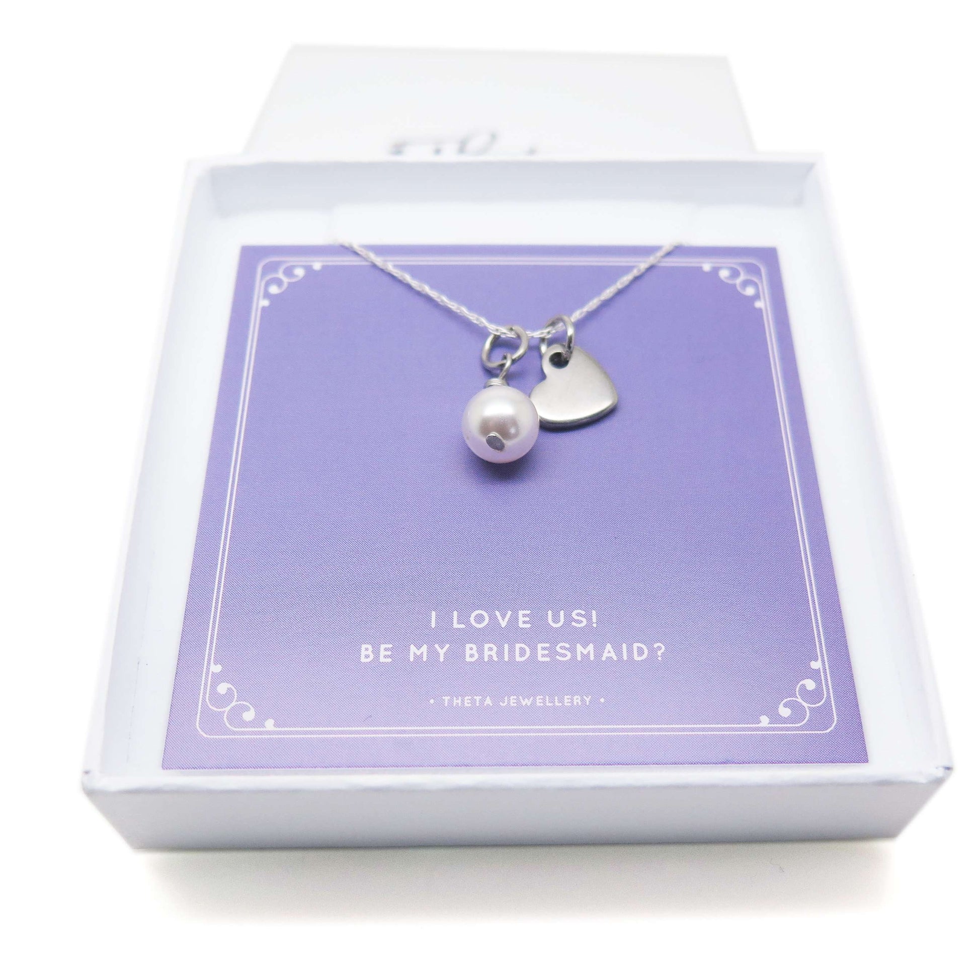 theta_jewellery_Will You Be My Bridesmaid Gift -  Pearl and Heart Necklace