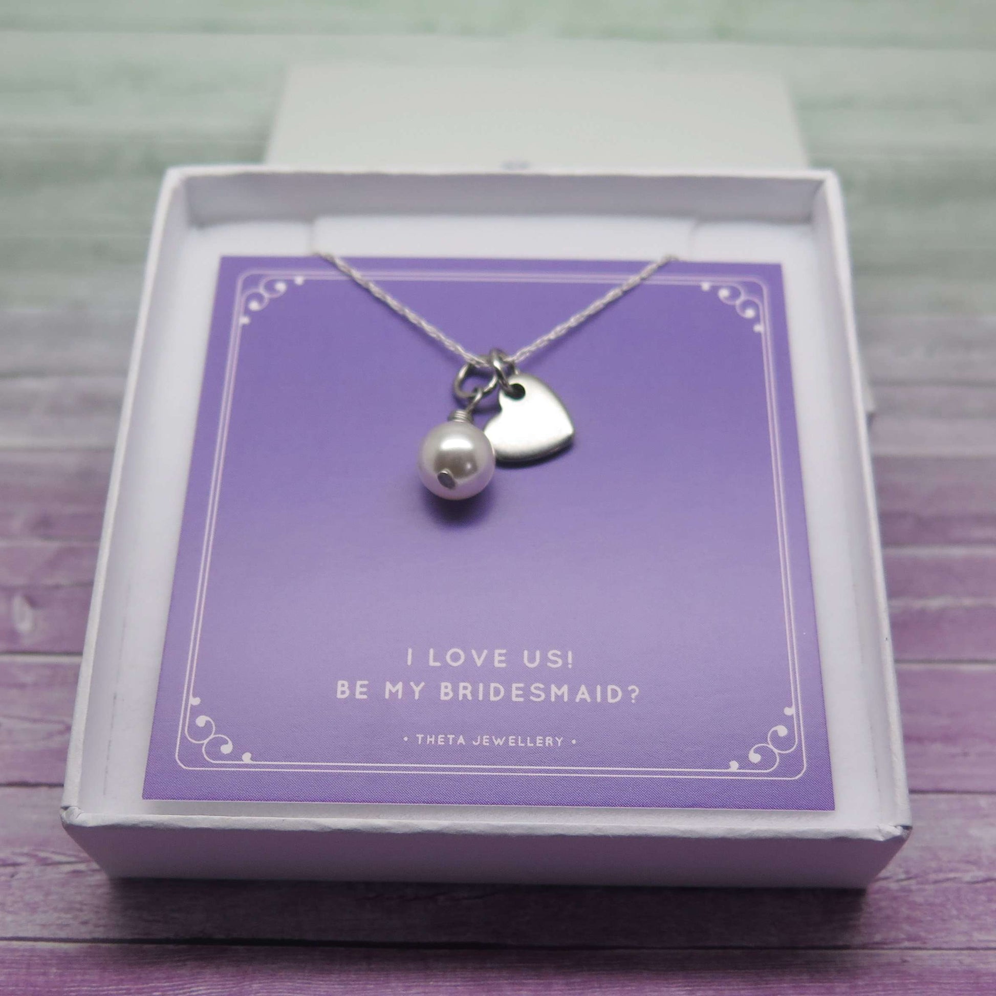 theta_jewellery_Will You Be My Bridesmaid Gift -  Pearl and Heart Necklace