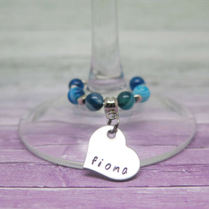 Personalised Wine Glass Charm - Blue