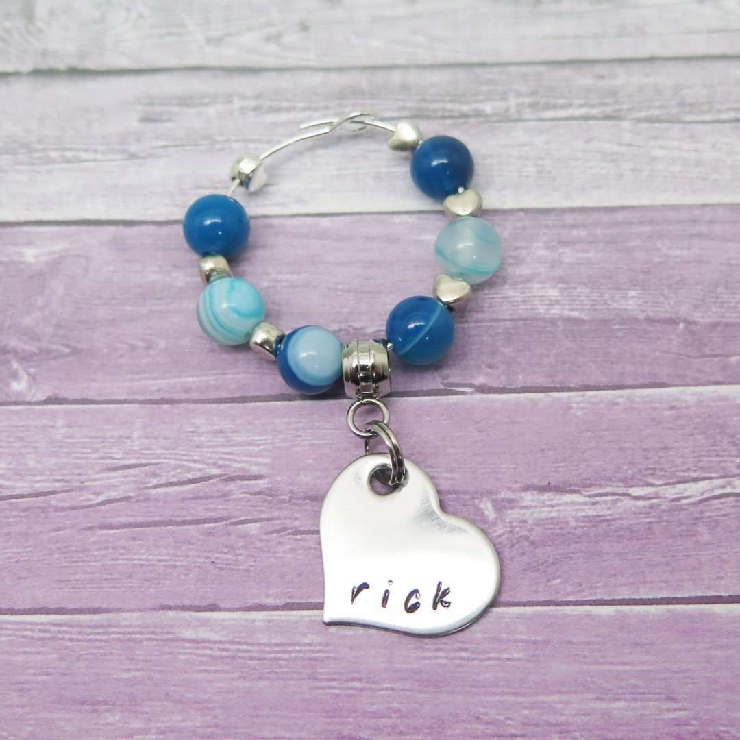 Personalised Wine Glass Charm - Blue